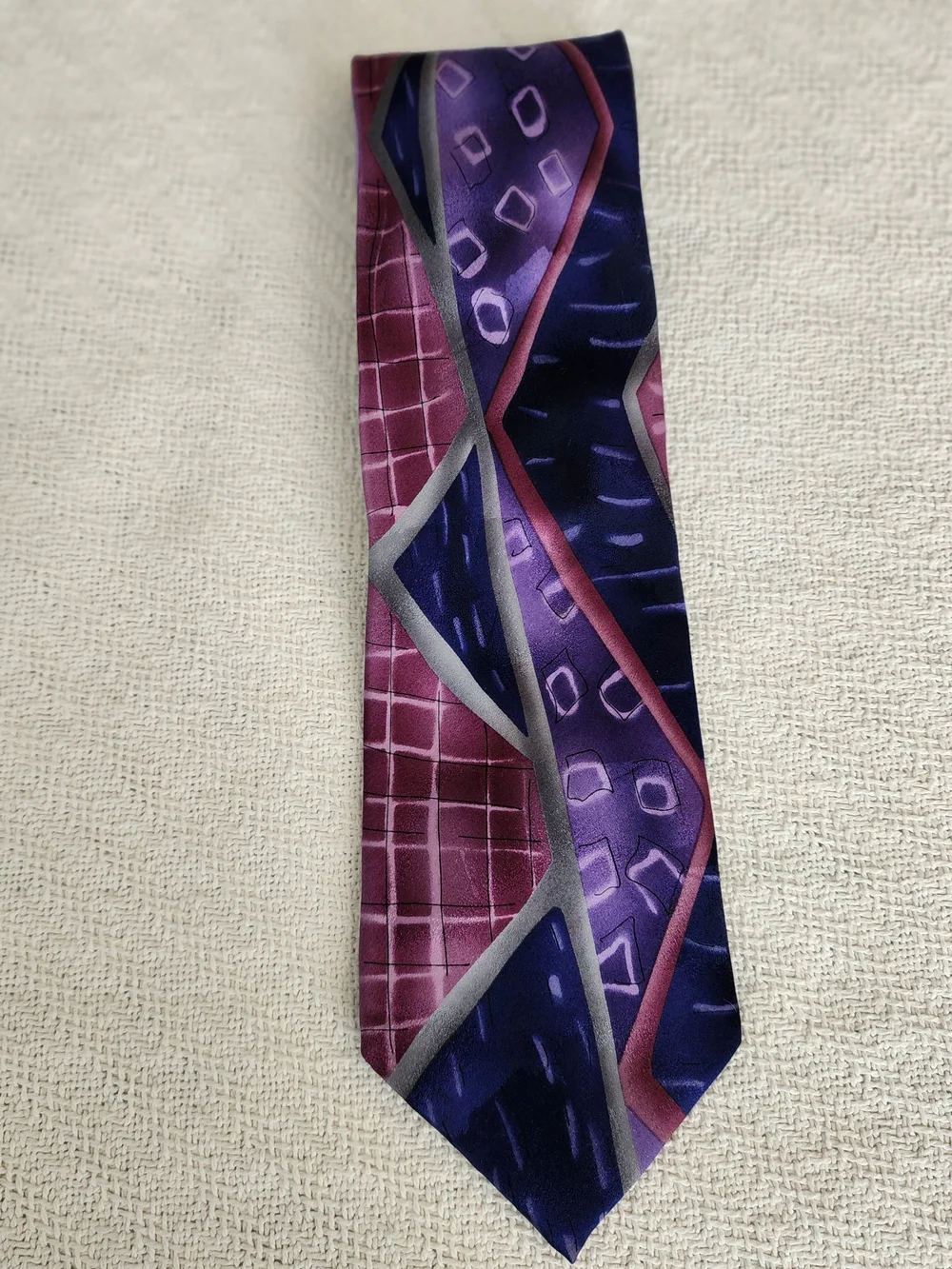 Jerry Garcia Collector's Edition Silk Tie - Purple Geometric Art - Grateful Dead
